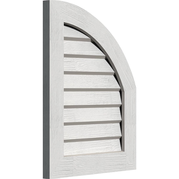 Quarter Round Top Right Western Red Cedar Gable Vent W/Decorative Face Frame, 12W X 16H